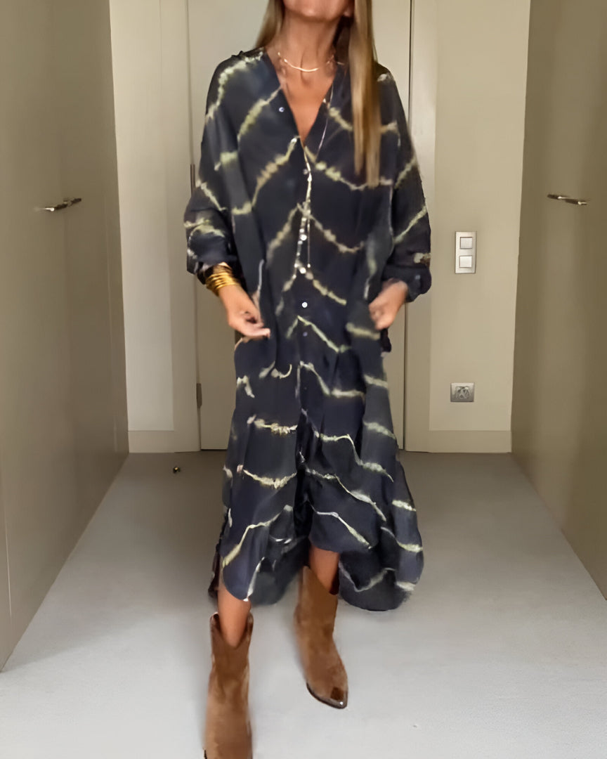 Julia™ | Boho Gestreepte Maxi-jurk