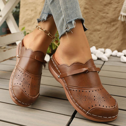 Women's Slippers Summer Flat Round Toe Sandals 2025 Retro Lace Up Sandals Hollow Out Comfy Mary Jane Comfortable Close Toe Shoes