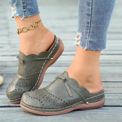 Women's Slippers Summer Flat Round Toe Sandals 2025 Retro Lace Up Sandals Hollow Out Comfy Mary Jane Comfortable Close Toe Shoes