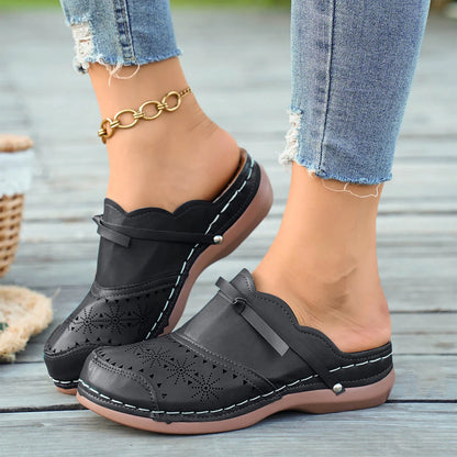 Women's Slippers Summer Flat Round Toe Sandals 2025 Retro Lace Up Sandals Hollow Out Comfy Mary Jane Comfortable Close Toe Shoes