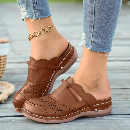 Women's Slippers Summer Flat Round Toe Sandals 2025 Retro Lace Up Sandals Hollow Out Comfy Mary Jane Comfortable Close Toe Shoes